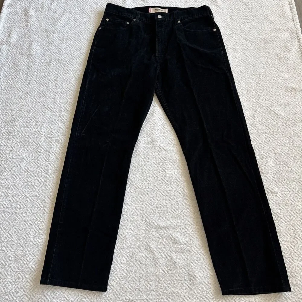 Levi's Tapered Leg Corduroy Jeans Mens Size 36 x 32 Black Regular Fit Mid Rise